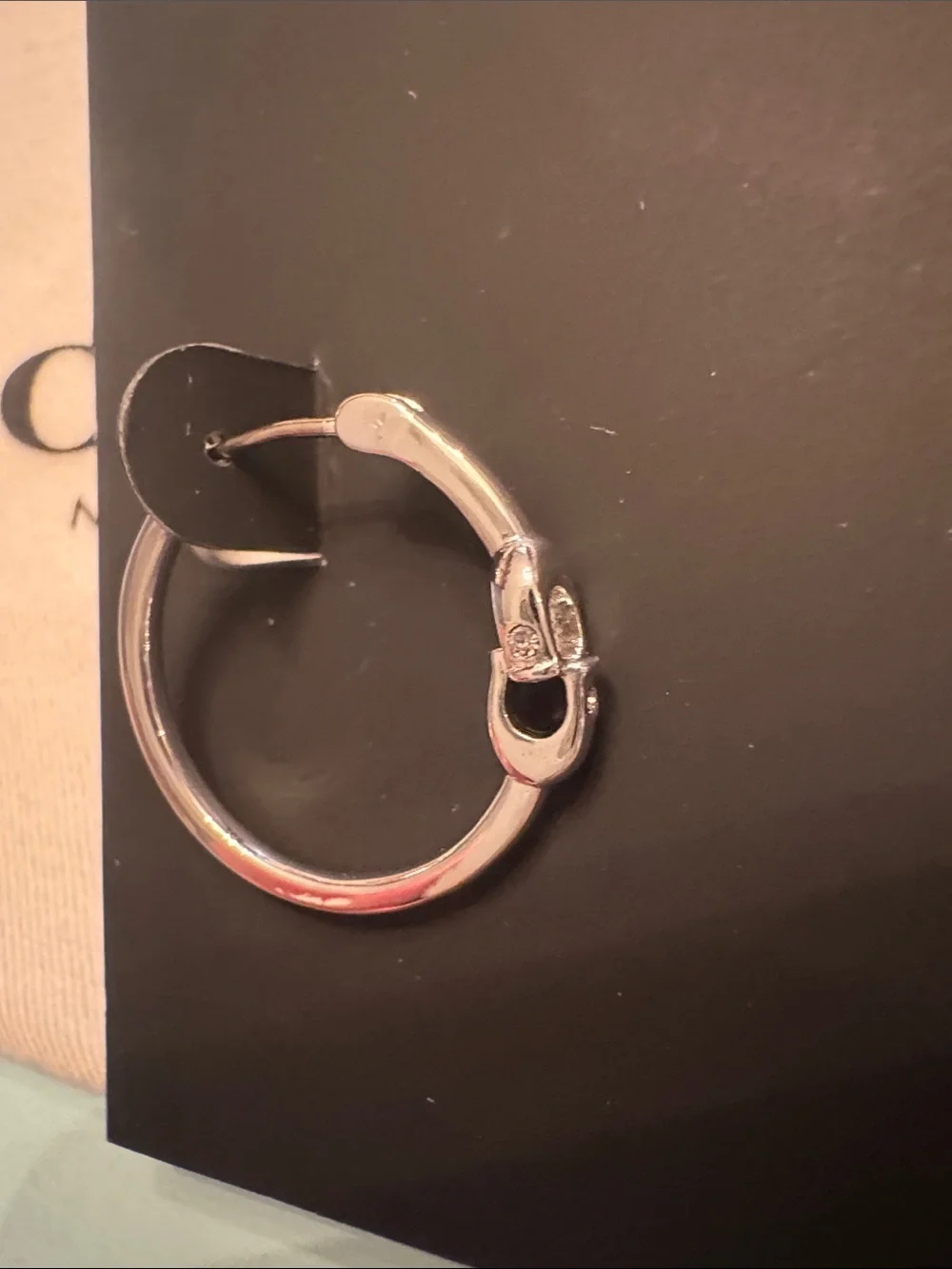 Coach Silver-Tone interlocking C hoop Earrings - Picture 3 of 5